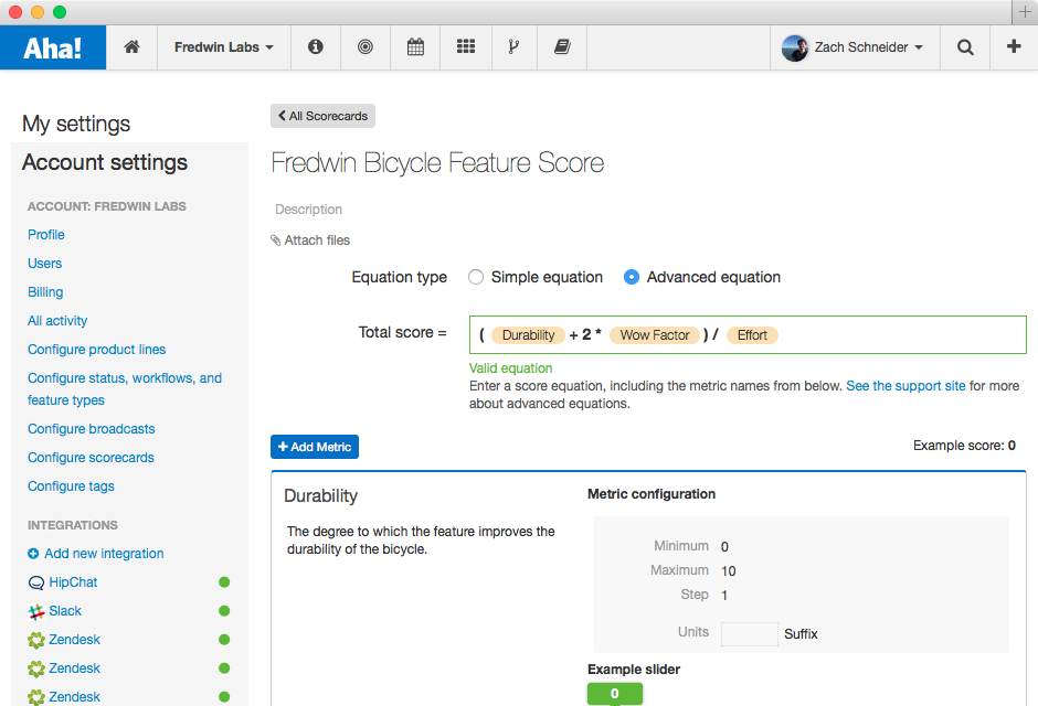 Advanced equation editor in Aha!